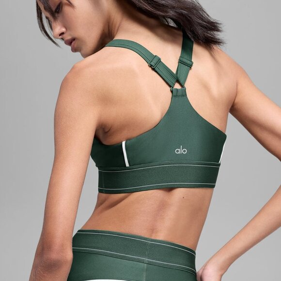 Alo Yoga Airlift Suit Up Bra Clover Green/White - Picture 2 of 4